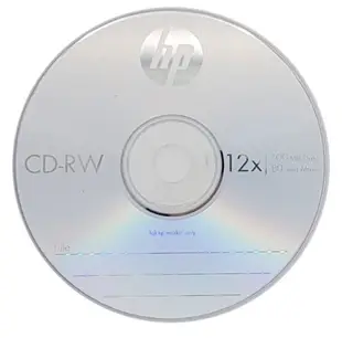 【臺灣中環製造 國際名牌】單片- HP LOGO CD-RW 12X 700MB 空白光碟片