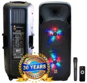 MR DJ LETS-PARTY Dual 12" Battery Powered Bluetooth Speaker Microphone Party Spe
