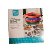 COIN SORTING TRAYS 4 TRAYS AND 40 COIN WRAPPERS INCLUDED POUR & SHAKE.