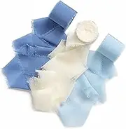 BEANPRECOY 3Rolls Handmade Fringe Chiffon Ribbon Chiffon Ribbon Craft Fabric Ribbon Ribbon Chiffon Ribbon Cloth Ribbon 4cmx5m Gift Wrapping Wedding Decor Bouquet Wrap Bow Making Bridal Bouquets