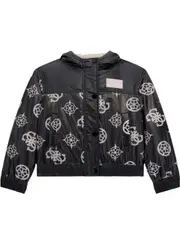 GUESS Black Pink Logo Padded Jacket Size: 16, Polyamide