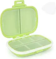 Pill Organizer,8 Compartments Travel Pill Organizer, Daily Pill Case Small Pill Box for Pocket Purse, Purse Pill Case,Portable Pill Container Supplement Medicine Vitamin Organizer (Green)