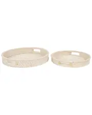 Peyton Lane Set of 2 Rattan Tray With Slot Handles