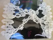 White & Frosted Double Stretch Beaded Wire Hair Comb NEW