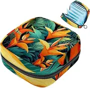 Period Bag,Sanitary Napkin Storage Bag,Floral Plant Tropical Jungle,Tampon Holder for Purse