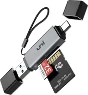 SD Card Reader, uni High-Speed USB C to Micro SD Card Adapter USB 3.0 Dual Slots