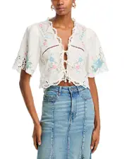 Sea Vesna Embroidered Tie Front Top