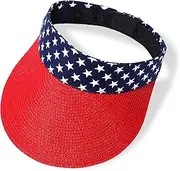 [boderier] Straw Sun Visor Hats for Women Wide Brim UV Protection Summer Running Beach Travel Packable Straw Hat Visor Caps