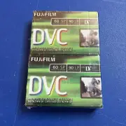 FUJIFILM DVC CASSETTES (2), Mini DV SP 60 Min & LP 90 Min. NEW & SEALED.