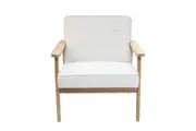 SK Designer Living | Replica Hans Wegner Plank Armchair | Textured Ivory & Natural