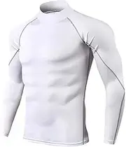 [Letuwj] Long Sleeve Tights High Neck Fitness Clothing Quick Dry Men's Basketball Soccer Training Jersey