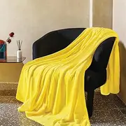 [JIAHANNHA] Yellow Fleece Throw Blanket 50"x60" for Adults, Super Soft Cozy Plush Velvet Throw Blanket for Couch Sofa Bed,Warm and Lightweight
