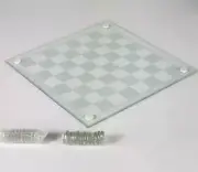 9.5" Glass Checker Set Home Decor New