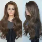 Light brown Natural T Lace Frontal Wigs Long Wavy Heat Resistant Synthetic Hair