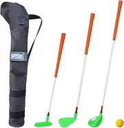 [KONDAY] Kids Golf Clubs Set Children Golf Set Yard Sports Tools Three Clubs with Carry Bag and Soft Balls