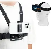 BRDRC POV Phone Chest Mount for iPhone, Head Mount Camera for Recording Vlog Body Harness Strap Holder Clip Kit for Gopro, for DJI Osmo Pocket 3, for Insta360 X5 X4 X3, for Samsung Accessories