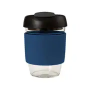 Avanti GoCup Reusable 355ml Glass Coffee Cup w/Silicone Grip Navy/black/Charcoal
