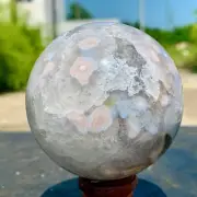 496G Natural Sakura Agate Quartz Sphere healing ball Specimen