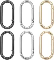 Create idea 6pcs Spring O Ring Clips Purse Strap Oval Snap Clips Key Rings for Keychain 1.93"0.94" Zinc Alloy Oval Snap Clips Black Gold and Silver for Keys Bags Handbags Crafts