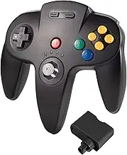 KIWITATA Wireless N64 Controller for Retro Games, 2.4GHZ Rechargeable Wireless Remote Joystick Game Pad Controller Compatible with N64 Video System Console Black