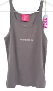 One Teaspoon Womens Dusky Gray Logo Singlet Tank Top Scoop Neck Size XXL NWT