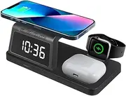 OSALADI Wireless Charger Charging Stand Charging Stations Watch Charger Charging Station for Multiple Devices Charger Station Charger Dock with Clock Charging Station for Phone Black