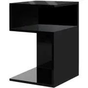 Bedside Tables Drawers Side Table Wood Nightstand Storage Cabinet Bedroom (Black)