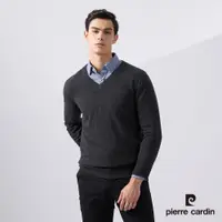 在飛比找PChome24h購物優惠-【pierre cardin 皮爾卡登】男款 純羊毛素色圓領