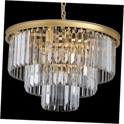 Modern Gold Crystal Chandelier,3-Tier Round Pendant Ceiling Gold Crystal-3