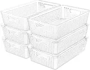 SimpleHouseware Stackable Plastic Storage Baskets Kitchen Drawer Organiser, 6 Pack, Clear