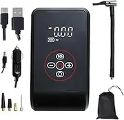 Cordless Tire Inflator with Auto Shutoff, LED Light, and Digital Pressure Gauge for Car, Motorcycle, Bike, and Balls and Power Bank for Emergency Use