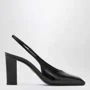 [Prada] Black leather slingback with décolleté 39 IT Black