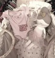 COZY DOLL DISPLAY MOSES BASKETS BY SANDEE SATIN POLKADOT REBORN BABY WITH OUTFIT