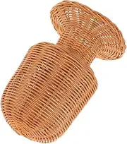 BESTYASH Handmade Rattan Wig Holder Stand Rustic Wicker Display for Wigs Hats Caps Space Efficient Storage for Salons Home Use Neat Organization for Hair Accessories
