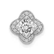 Solid 14k White Gold 5.2mm Center 1/10ct. Simulated CZ Semi-mount Pendant