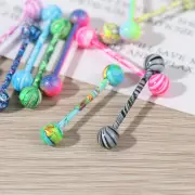 10x Barbell Tongue Rings Bars Stainless Steel Mixed Ball Piercing Body Jew-@-