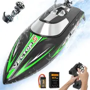 Catzon Brushless RC Boats High Speed with Rechargeable Battery for Lakes-Black Green