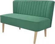 [vidaXL] 2-Seater Modern Sofa with Wooden Frame in Vibrant Green Fabric, Compact and Comfortable for Home Living Room
