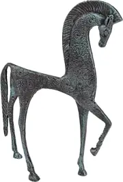 SP806 Greek Ironwork Spartan Horse Statue Verdigris