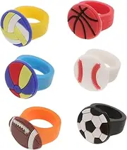 INOOMP 6pcs Sports Rings Rugby Soccer Basketball Volleyball Baseball Floating Balls Pvc Party Accessory Rings