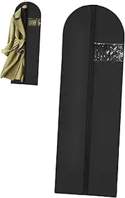 LABRIMP Dust Cover Long Garment Bag Dress Bags for Hanging Clothes Peva Black