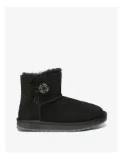 [UGG Australian Shepherd] Mini Button SheepSkin Boots in Black