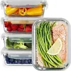 Glass Meal Prep Containers - [5 Pack] glass containers with lids - glass stor...