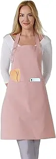 TOSHE Kitchen Apron Waterdrop Resistant Cotton Apron with adjustable Aprons for Women with Pockets Cooking Apron