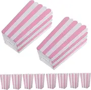 EXQUIMEUBLE 24pcs Small Pink Striped Popcorn Holders Snack Boxes Nights Birthday Parties and Picnics Sturdy Easy to Assemble Design with Wavy Edges