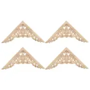 4Pcs Wood Carved Appliques Unpainted Decorative Corner Carving Decals 16 x 16cm