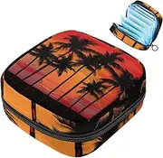 Period Bag,Sanitary Napkin Storage Bag,Tropical Sunset Palm Tree,Tampon Holder for Purse