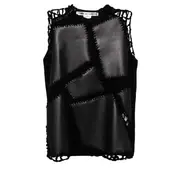[COMME des GARCONS] Wool Jersey X Matt Fake Leather Knit Top