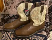 Justin Men's Pull On Wide Square Toe WorkBoots 13D Copper Kettle/Bone SE/WK4683