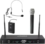 Audio2000'S tm AWM6002UX UHF, 2-Channel System w Handheld and One Headset Wireless Microphones